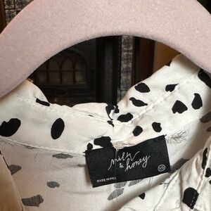 Milk & Honey Women's Polka Dot Blouse - Black and White